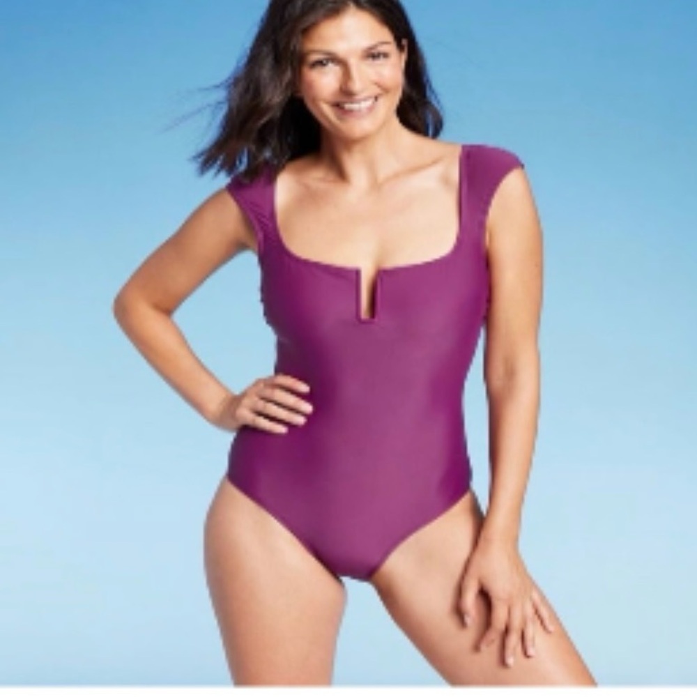 Shade & Shore Purple Women's one piece Swimwear Sz M nwt, 01